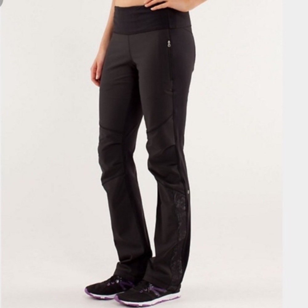 LULULEMON THICK LACE INSET Gorpcore Women's Black Pants 4